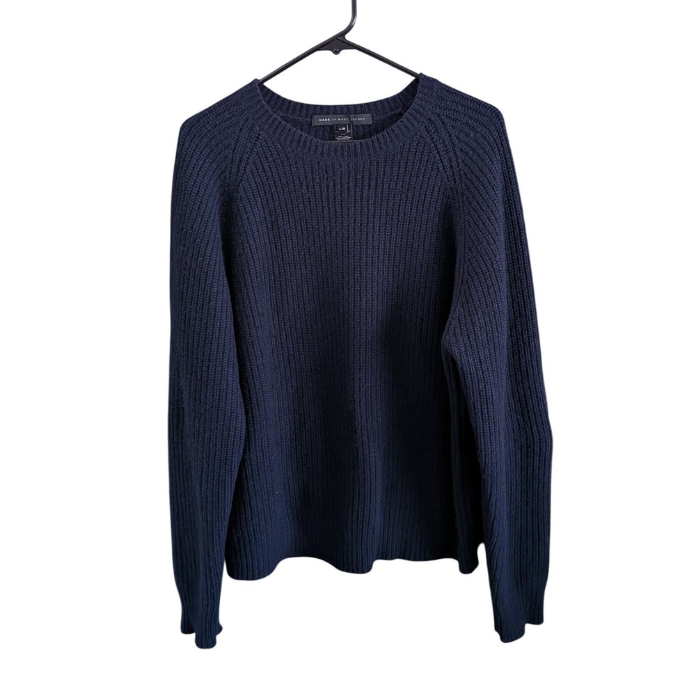 Marc by Marc Jacobs Navy Blue Wool Cashmere Ribbed Knit Crewneck Sweater Large
